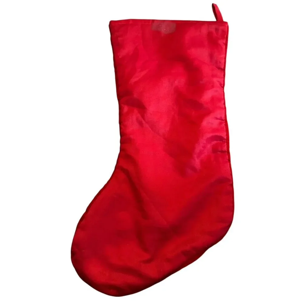 Decorative‎ Christmas Stocking Toys Tree Drum Snowflakes Gold Ribbon Red 18.5”
